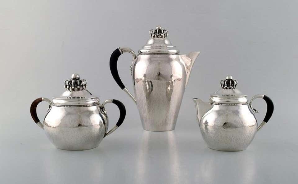 Rare Georg Jensen Coffee Service In Sterling Silver With Ebony Handles photo furniture