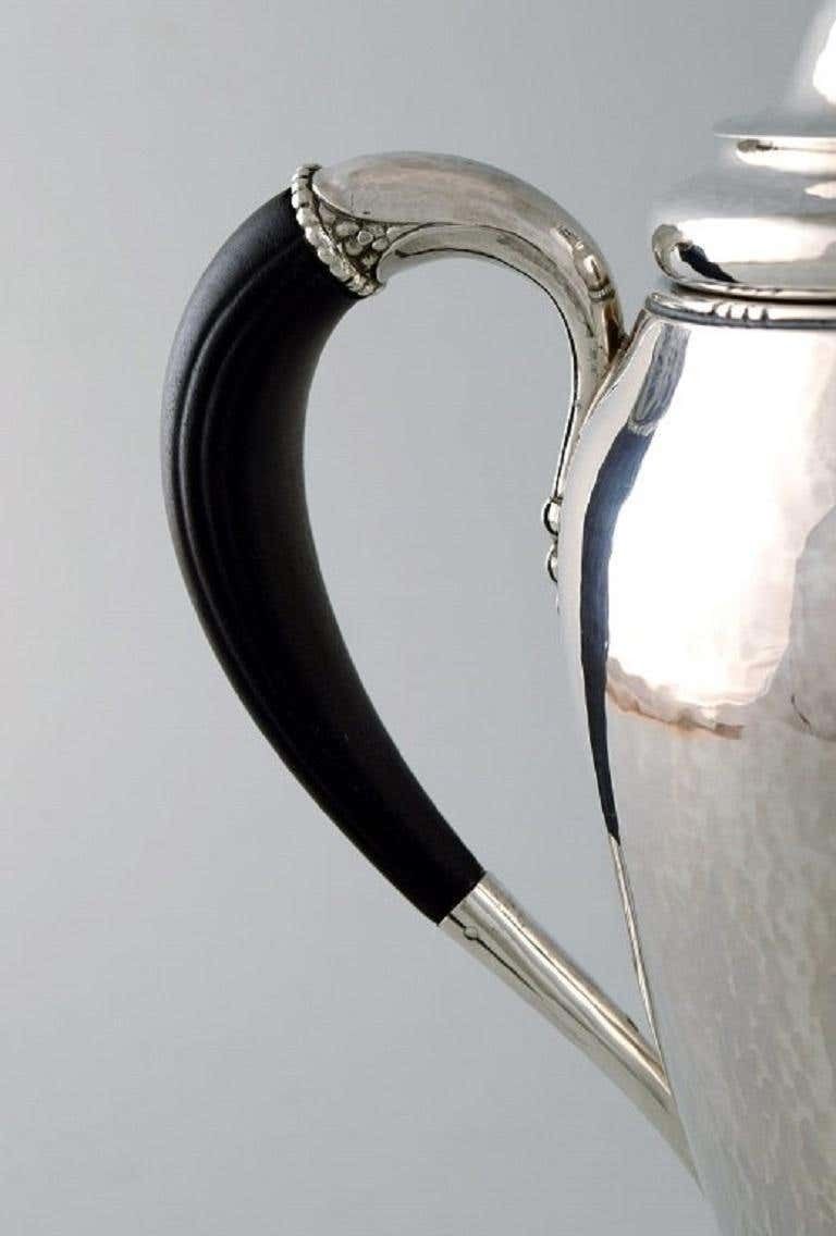 Rare Georg Jensen Coffee Service In Sterling Silver With Ebony Handles photo 8414.0
