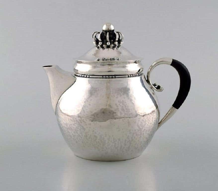 Rare Georg Jensen Coffee Service In Sterling Silver With Ebony Handles photo vintage
