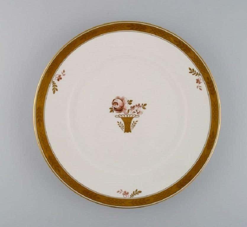 Royal Copenhagen Golden Basket Bowl And Dish In Hand Painted Porcelain photo furniture