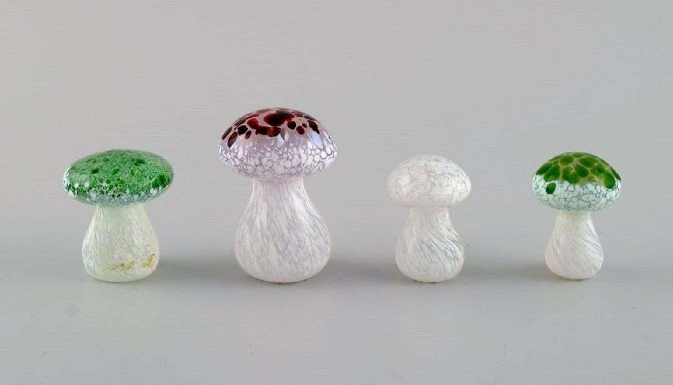 Smålandshyttan, Sweden. Eight Mushrooms In Mouth Blown Art Glass. 1960s / 70s photo Home Decor