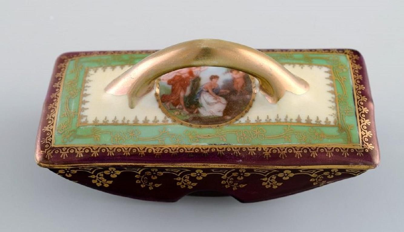Two Candlesticks And Ink Dryer In Hand Painted Porcelain, Vienna, Early 20th C photo buy