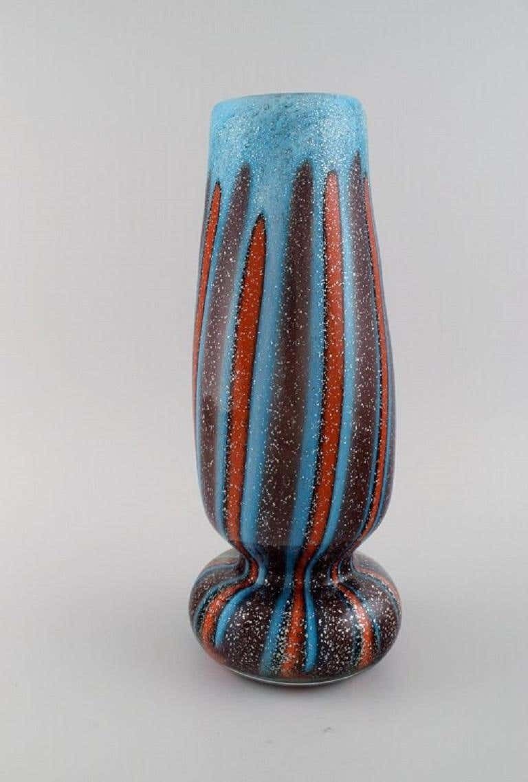 Large Murano Vase In Mouth Blown Art Glass, Italian Design, 1960s / 70s photo for sale
