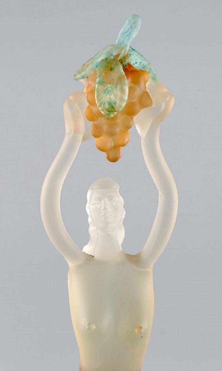 Large And Rare Murano Sculpture In Mouth Blown Art Glass, Woman With Grapes photo for sale