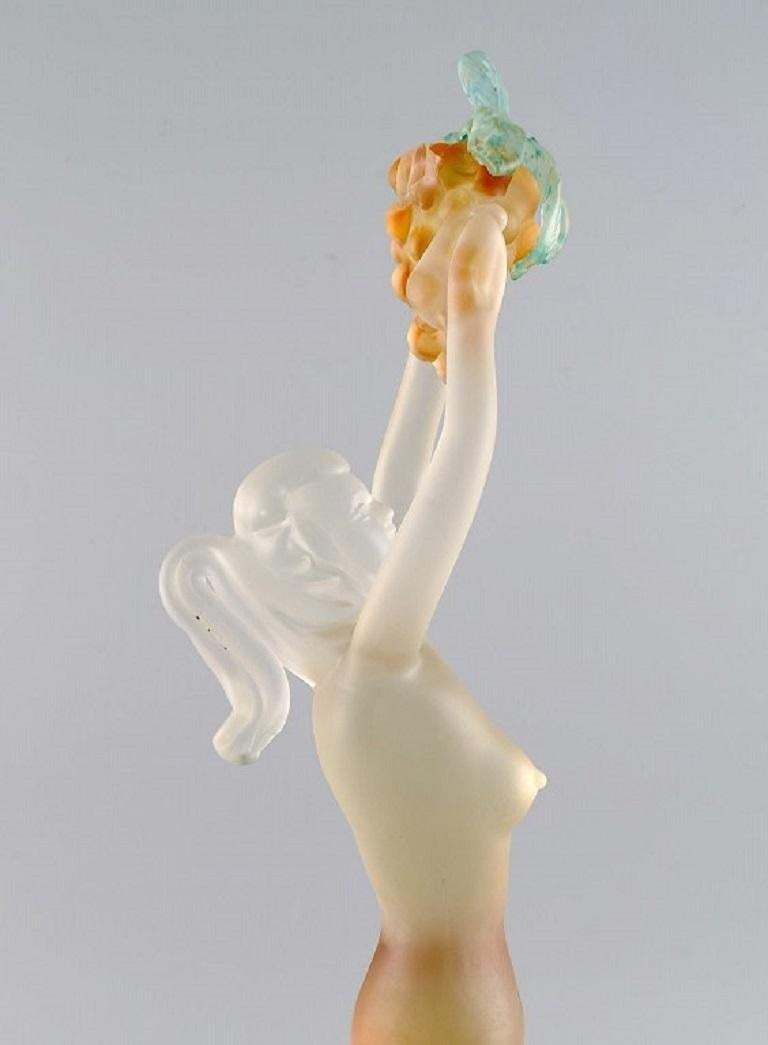 Large And Rare Murano Sculpture In Mouth Blown Art Glass, Woman With Grapes photo vinterior
