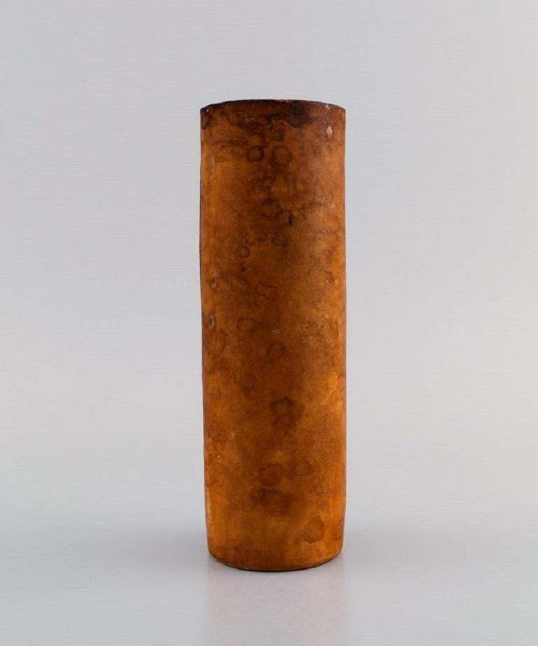 Fidia, Italy, Vase In Leather Covered Ceramics With Hand Painted Rat, 1960s photo Home Decor