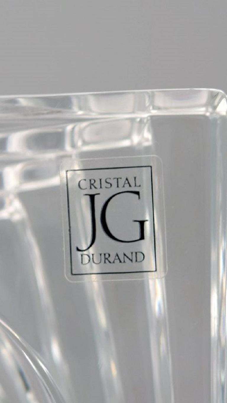 J. G. Durand France Two Candlesticks In Clear Crystal Glass 1980s photo vinterior