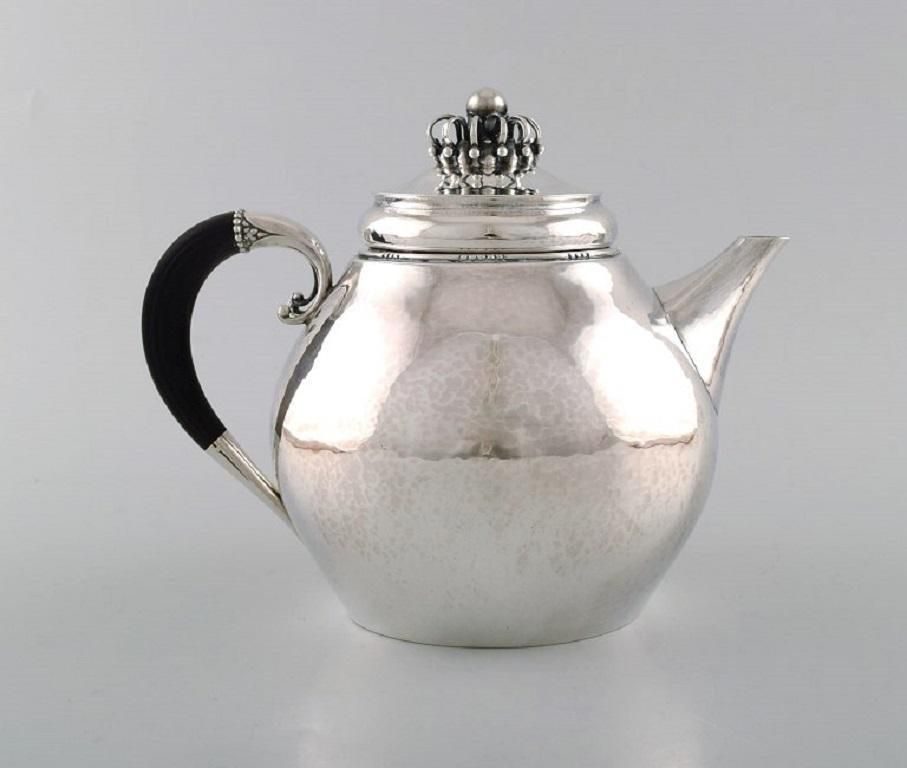 Rare Georg Jensen Teapot In Sterling Silver With Ebony Handle Dated 1915 30