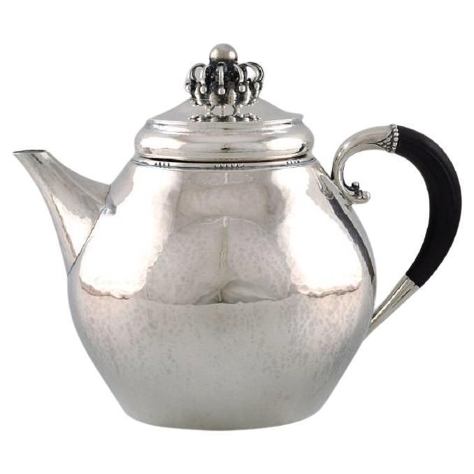 Rare Georg Jensen Teapot In Sterling Silver With Ebony Handle Dated 1915 30 photo vinterior
