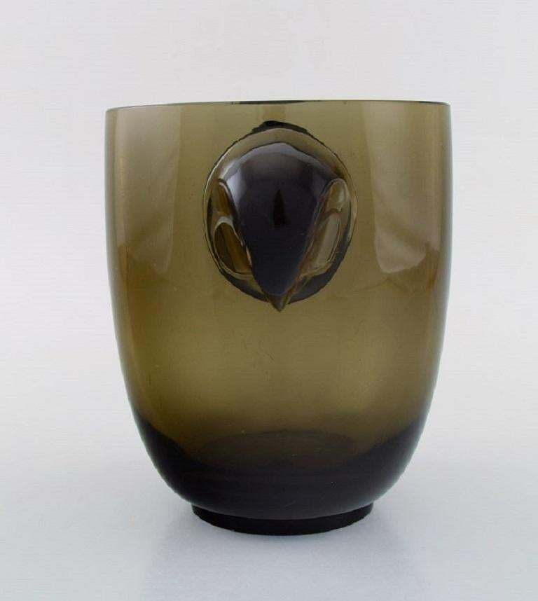Early René Lalique Vase Topaz Glass With A Moulded Hawk Head On Either Side photo furniture