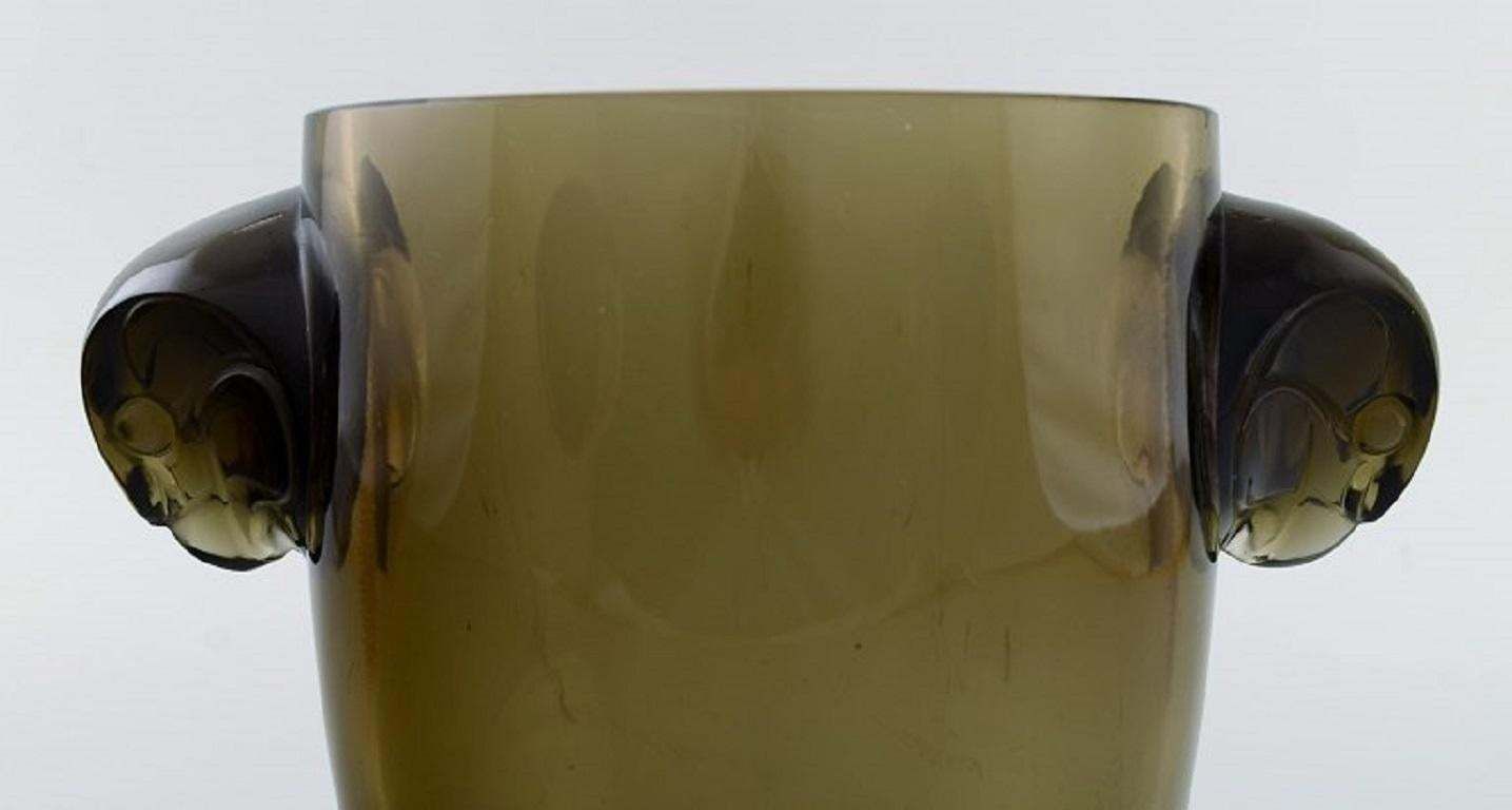 Early René Lalique Vase Topaz Glass With A Moulded Hawk Head On Either Side photo 3366.0
