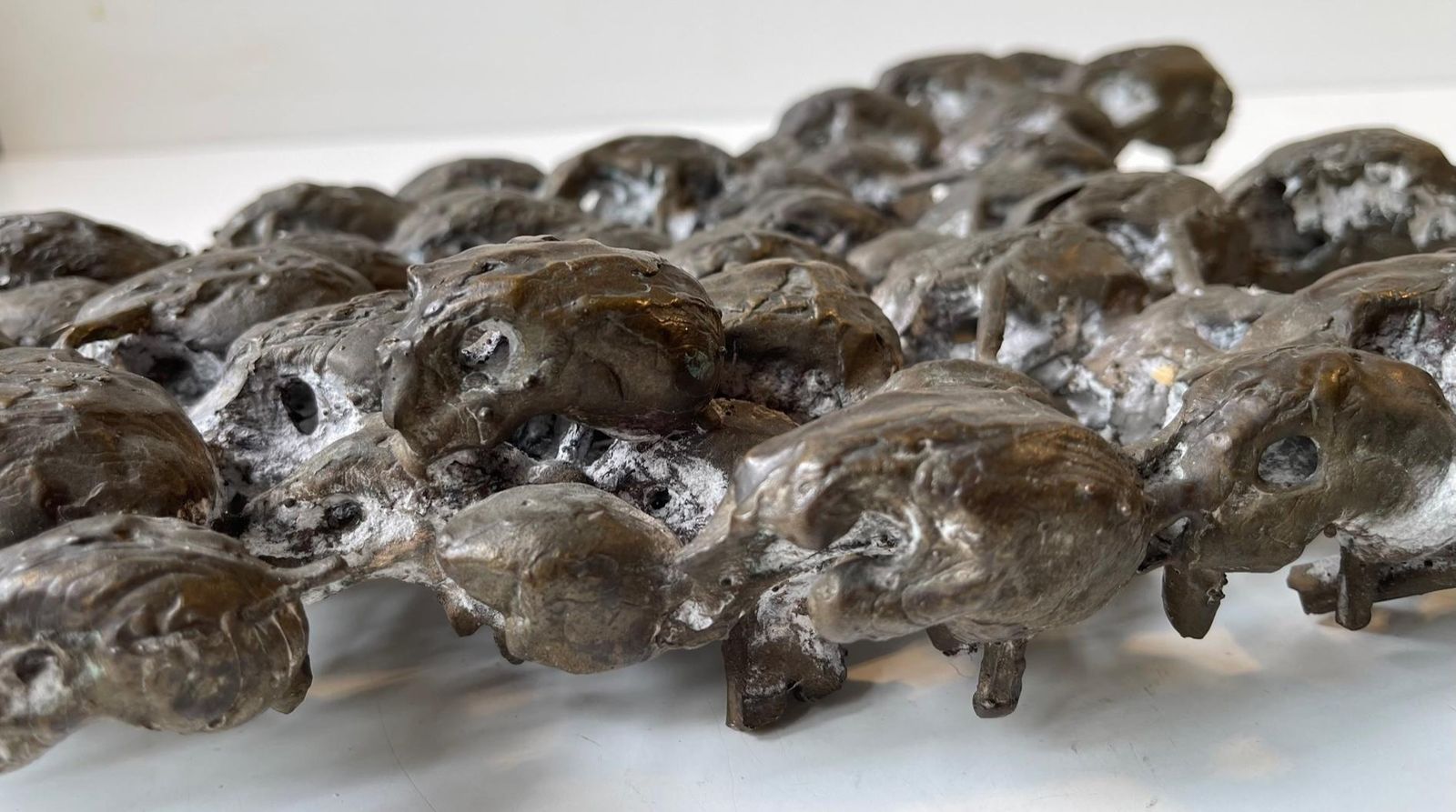 Wall Sculpture In Bronze 47 Skulls Entangled, Rat King, 1970s photo buy