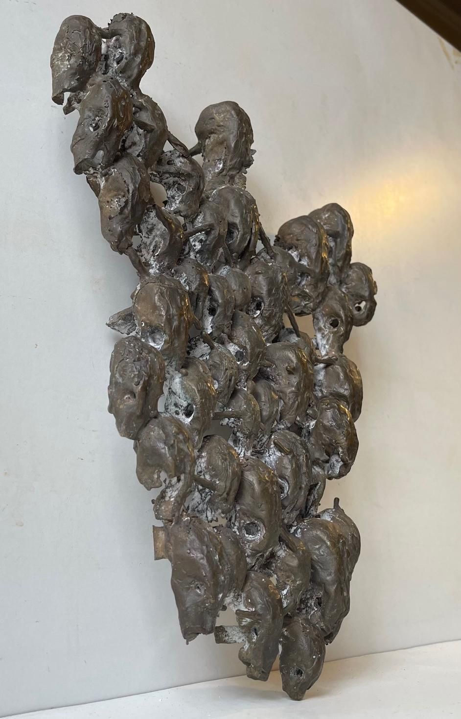 photo furniture Wall Sculpture In Bronze 47 Skulls Entangled, Rat King, 1970s