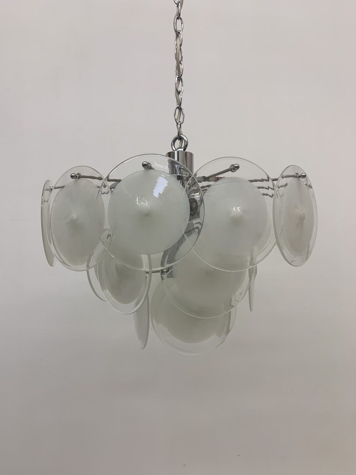 photo vinterior Italiaanse Schijfkroonluchter Van Vistosi Murano Glass, Italië, Jaren 1970