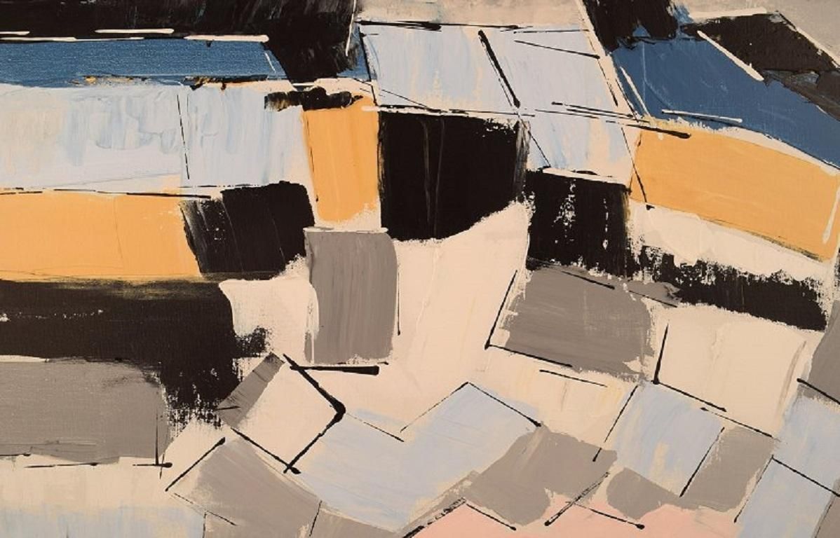 Ove Jepsen (B. 1934) Listed Danish Artist Acrylic/Canvas Abstract Landscape photo Art
