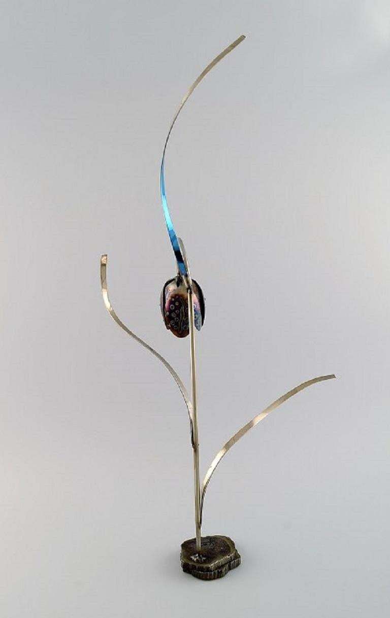 Gari La Maison Des Artisans Sculpture In Stainless Steel Fleur De Gogane photo for sale