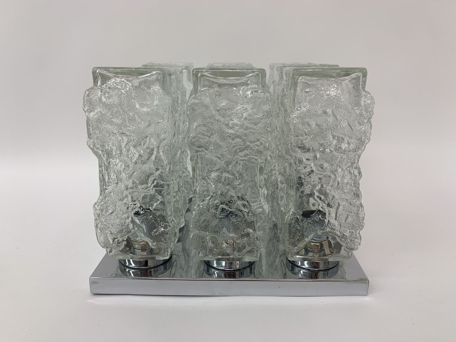 Hillebrand Ice Glass Plafondlamp, Jaren 1970 photo Verlichting