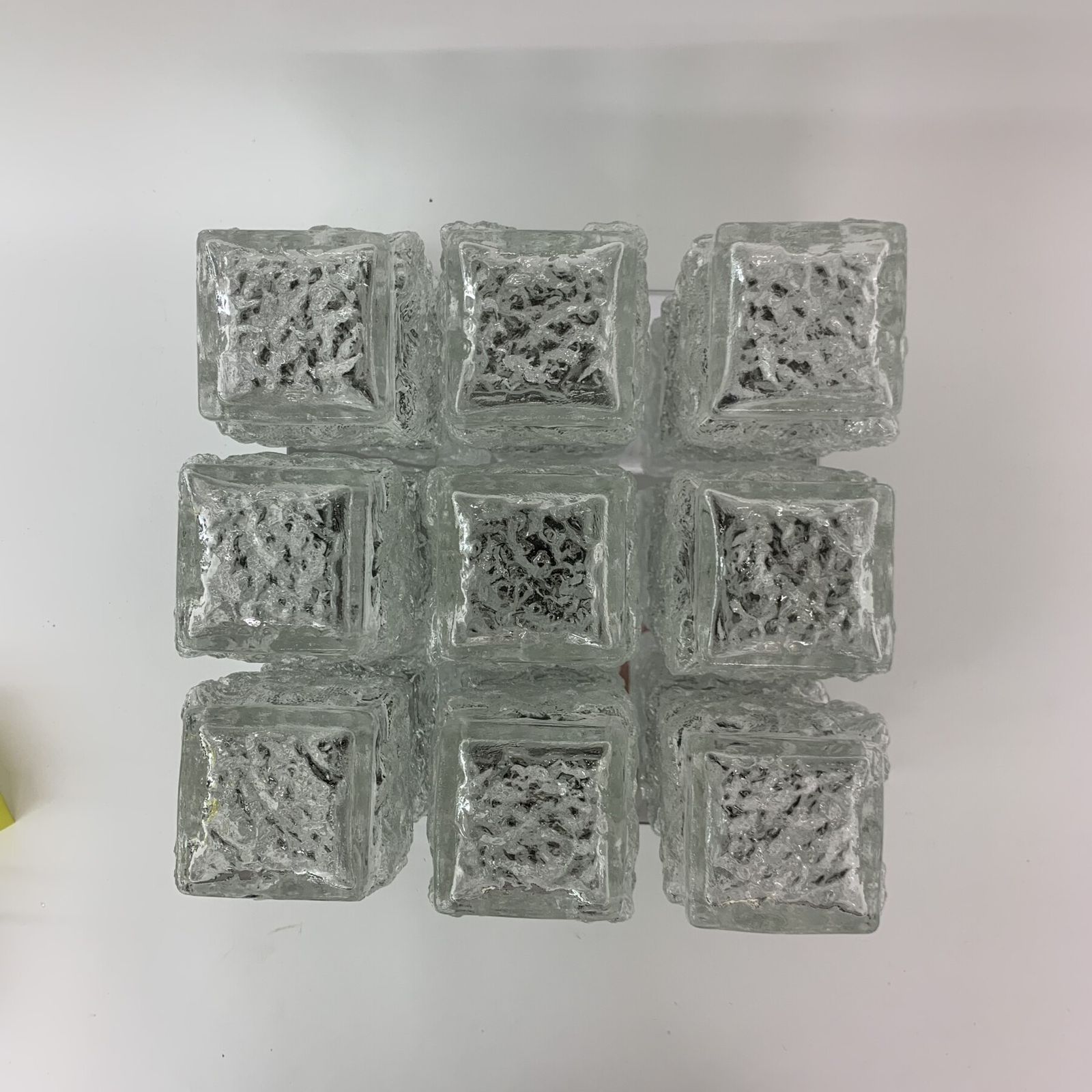 Verlichting Hillebrand Ice Glass Plafondlamp, Jaren 1970 photo