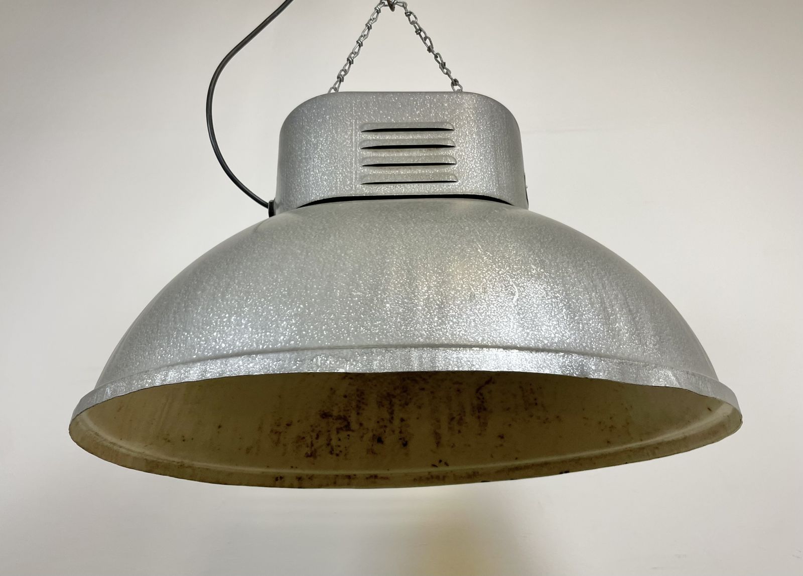 Large Oval Industrial Polish Factory Pendant Lamp From Mesko, 1970s, 8x photo for sale
