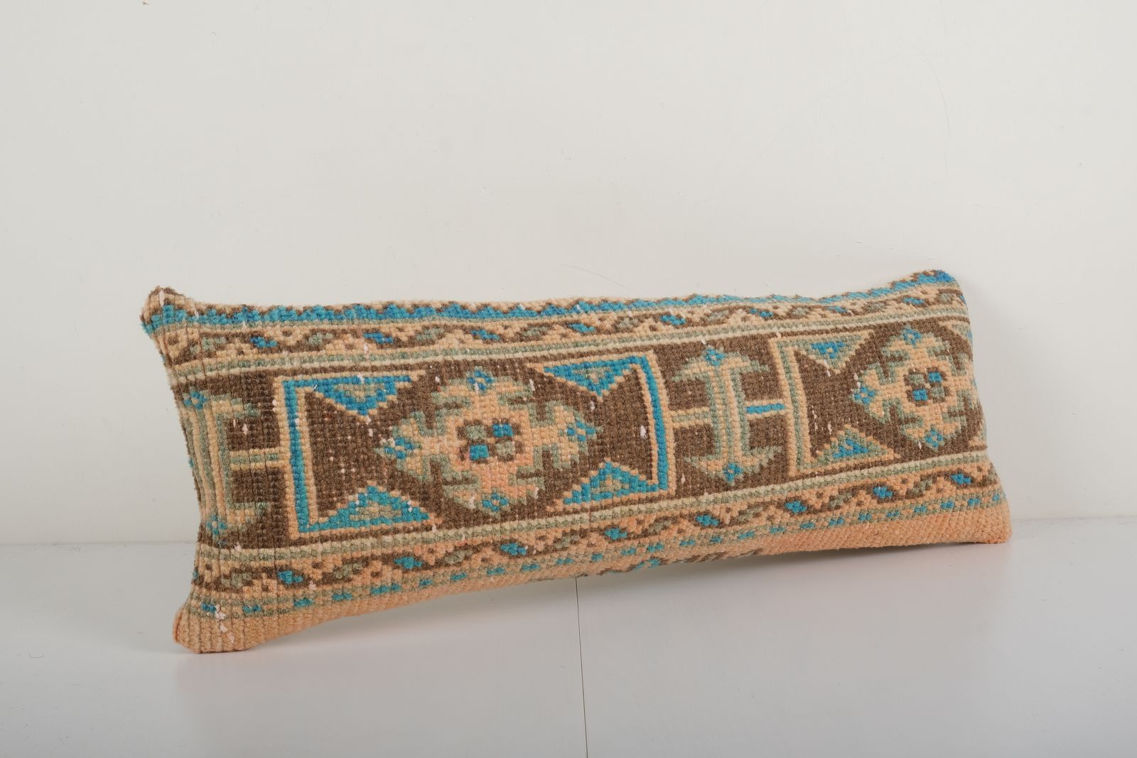 Muted Carpet  Pillow, Faded Ethnic Turkish Bedding Pillow   Oushak Pillow Cover 10'' X 28'' photo furniture