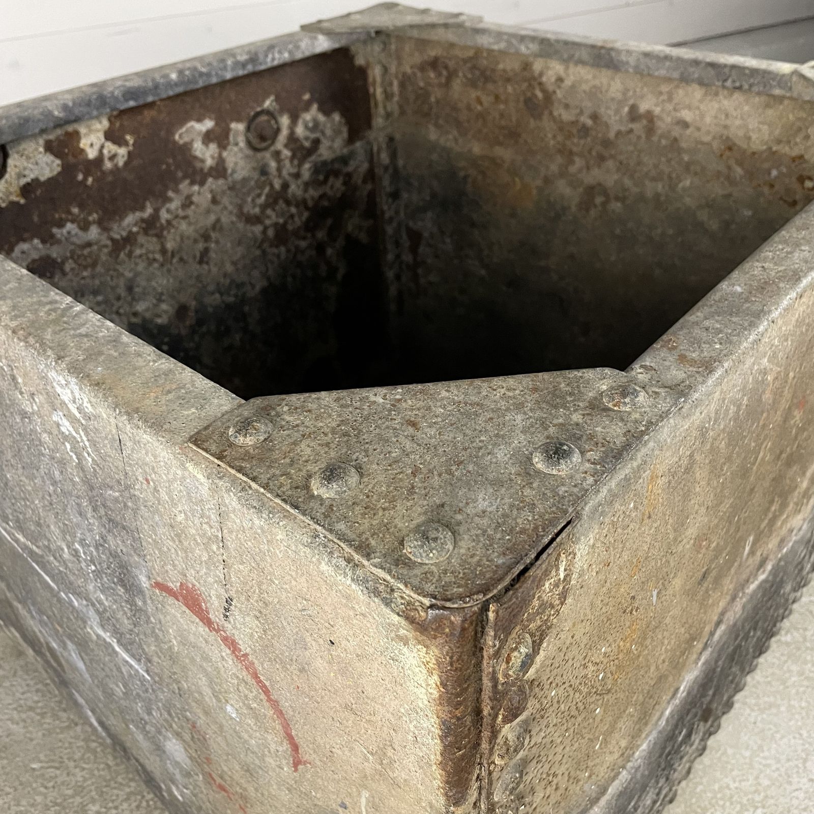 Square Reclaimed Riveted Galvanised Water Tank Planter photo Garden Decor