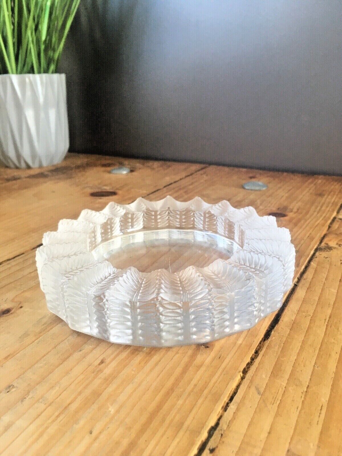 Beautiful C1945 1977 Signed Lalique France Jamaica Pattern Ashtray Dish After Rene photo vinterior