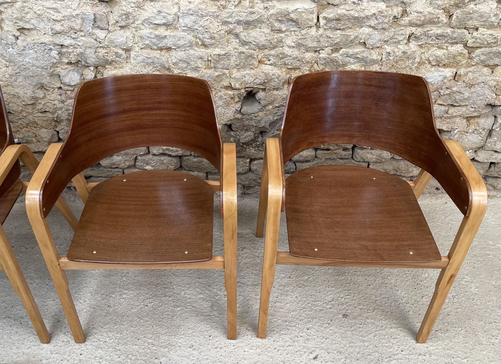 photo vinterior Set Of Four Mid Century Modern Wood Dining Chairs. Set Of 4 Chairs Plywood And Beach  And Ply Wood Bentwood Chairs 1950s