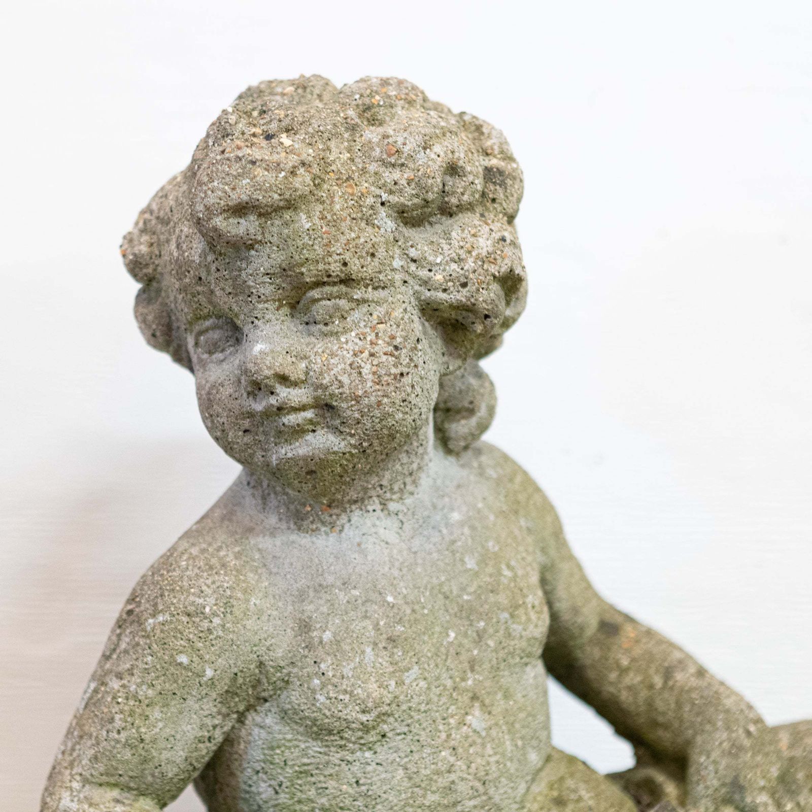 Reclaimed Pair Of Carved Cherub Statues | Garden Putti photo furniture