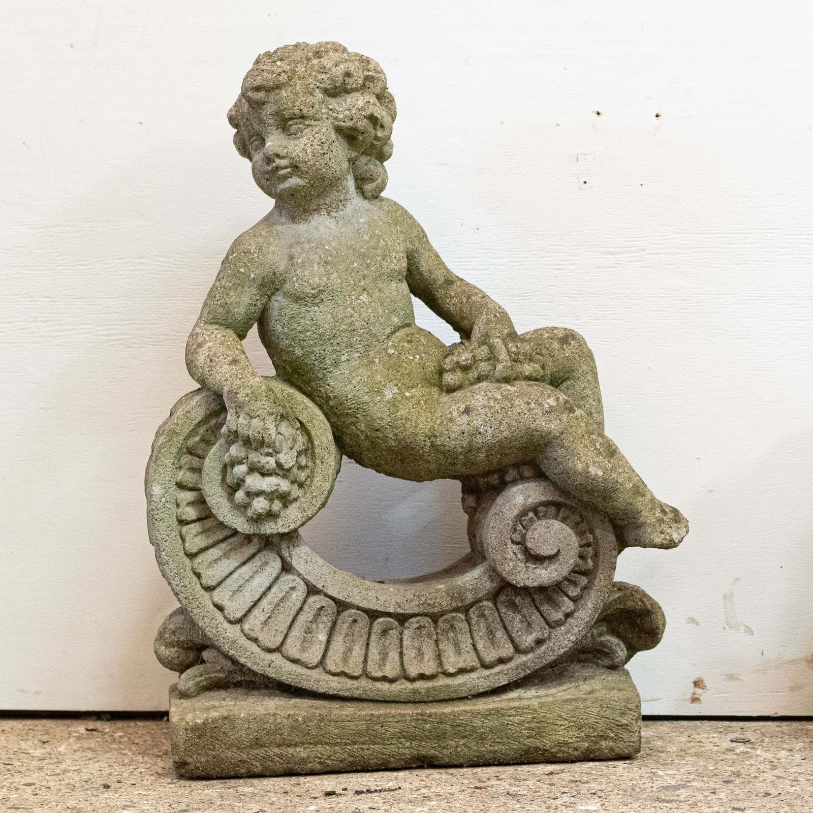 Reclaimed Pair Of Carved Cherub Statues | Garden Putti photo for sale