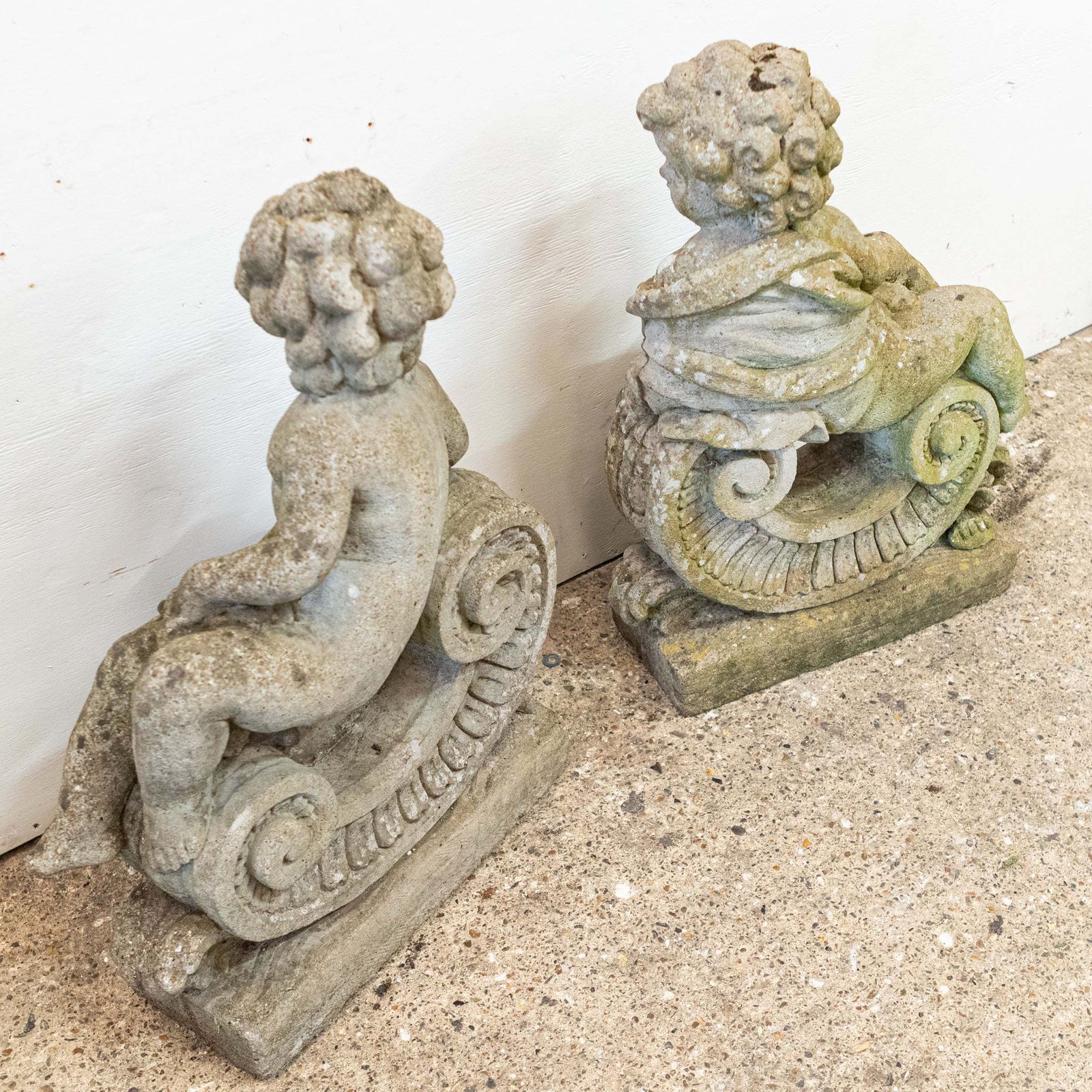 photo buy Reclaimed Pair Of Carved Cherub Statues | Garden Putti