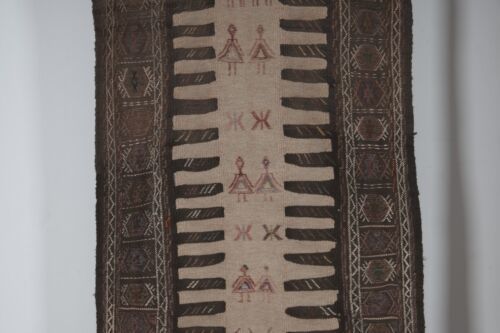 Vintage Turkish Animal Pictorial Sumac Rug 3'3'' X 5'11'' photo vintage