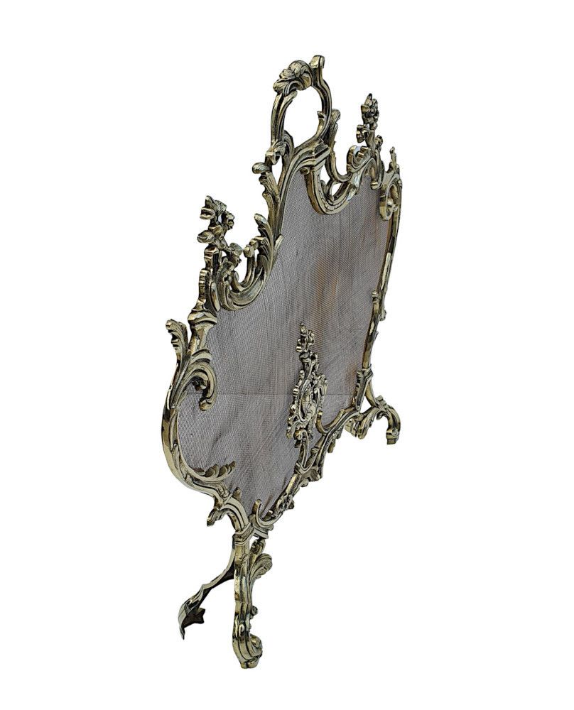 An Elegant 19th Century Brass Fire Screen In The Rococo Manner photo furniture