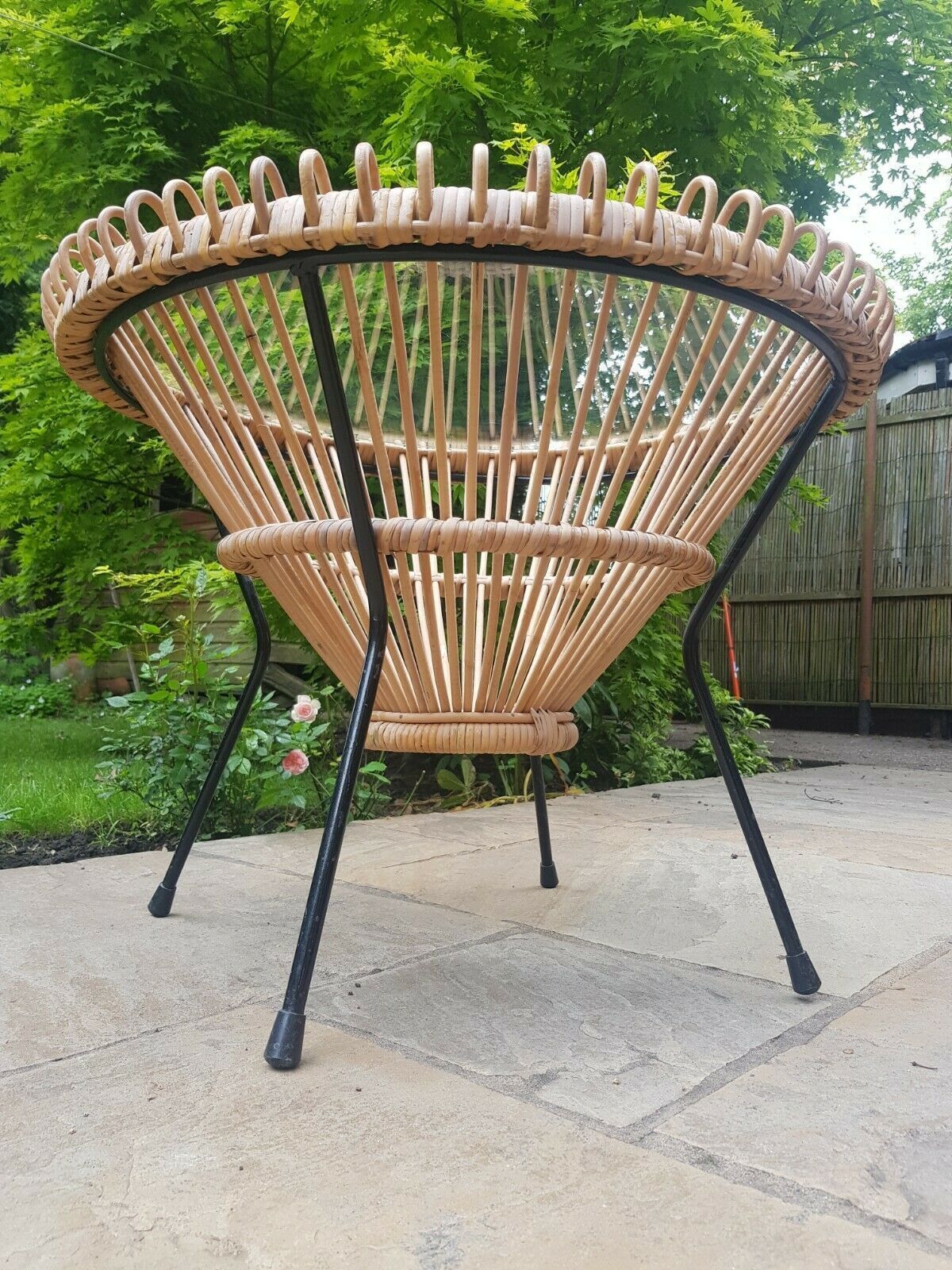 Rare Franco Albini Mid Century Cane Steel Coffee Table photo for sale