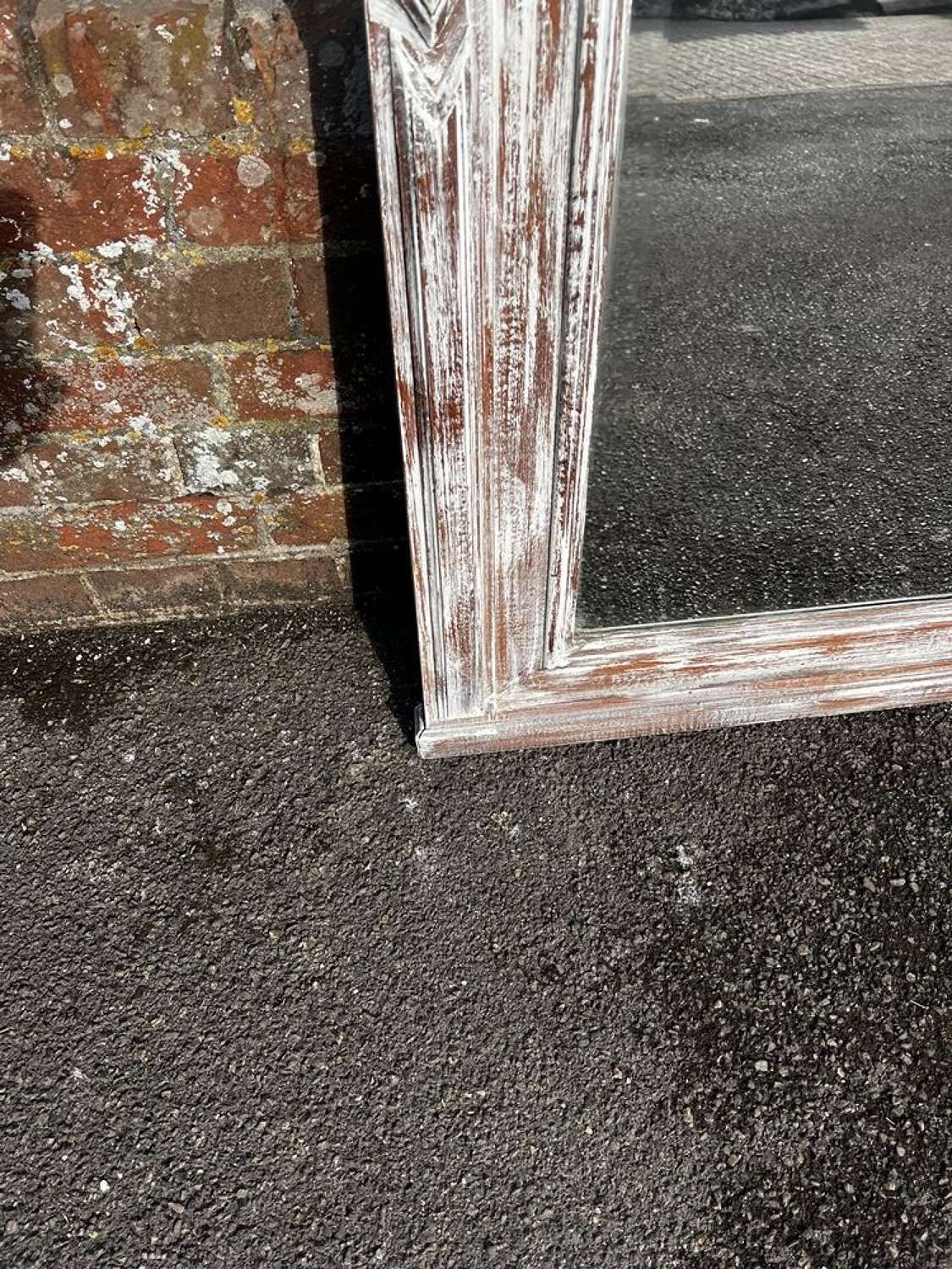 A Fabulous Large Antique French 19th C Distressed Painted Mirror. photo for sale