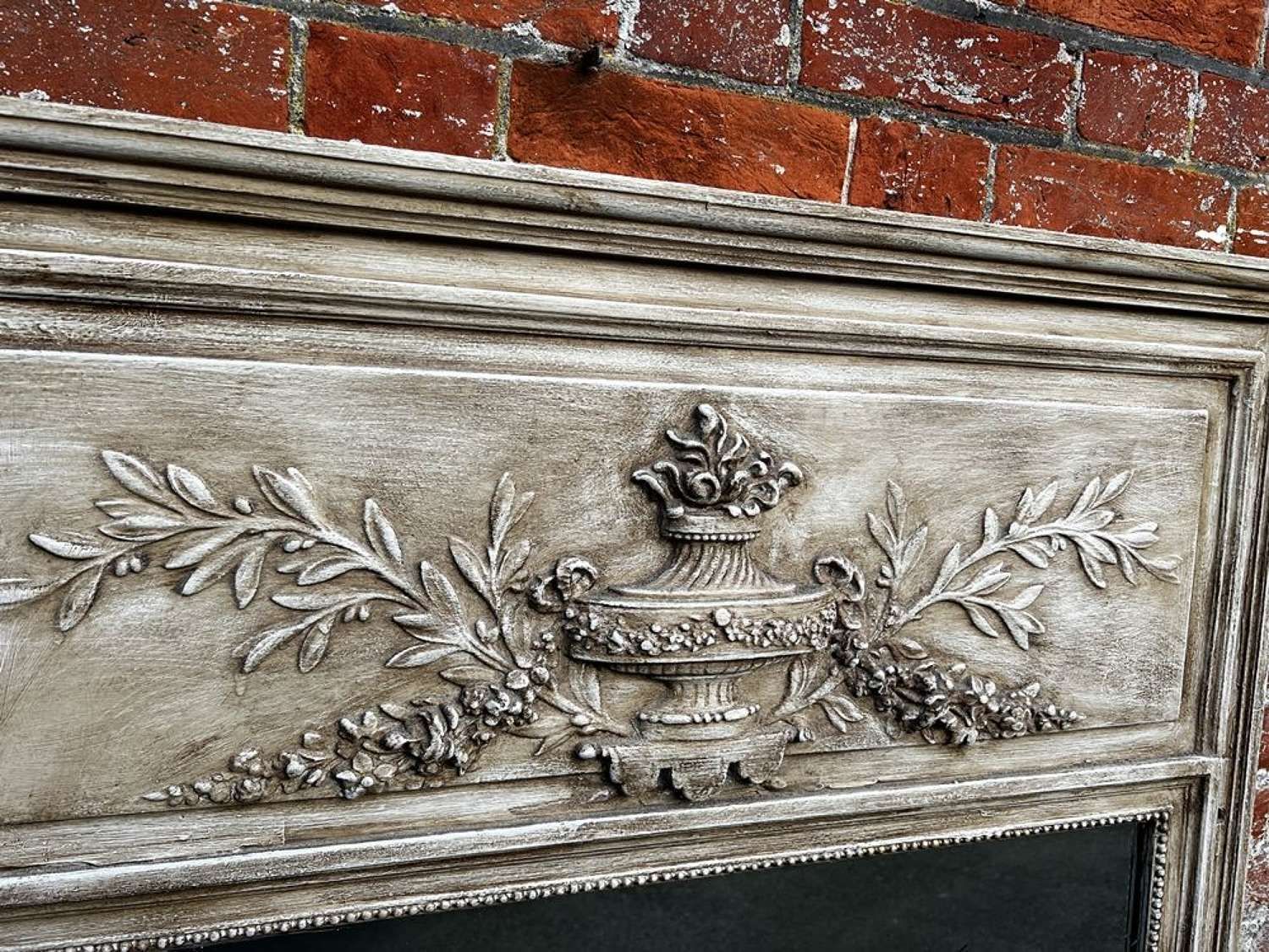 A Superb Large Antique French 19 Th C Carved Wood Painted Mirror. photo vinterior