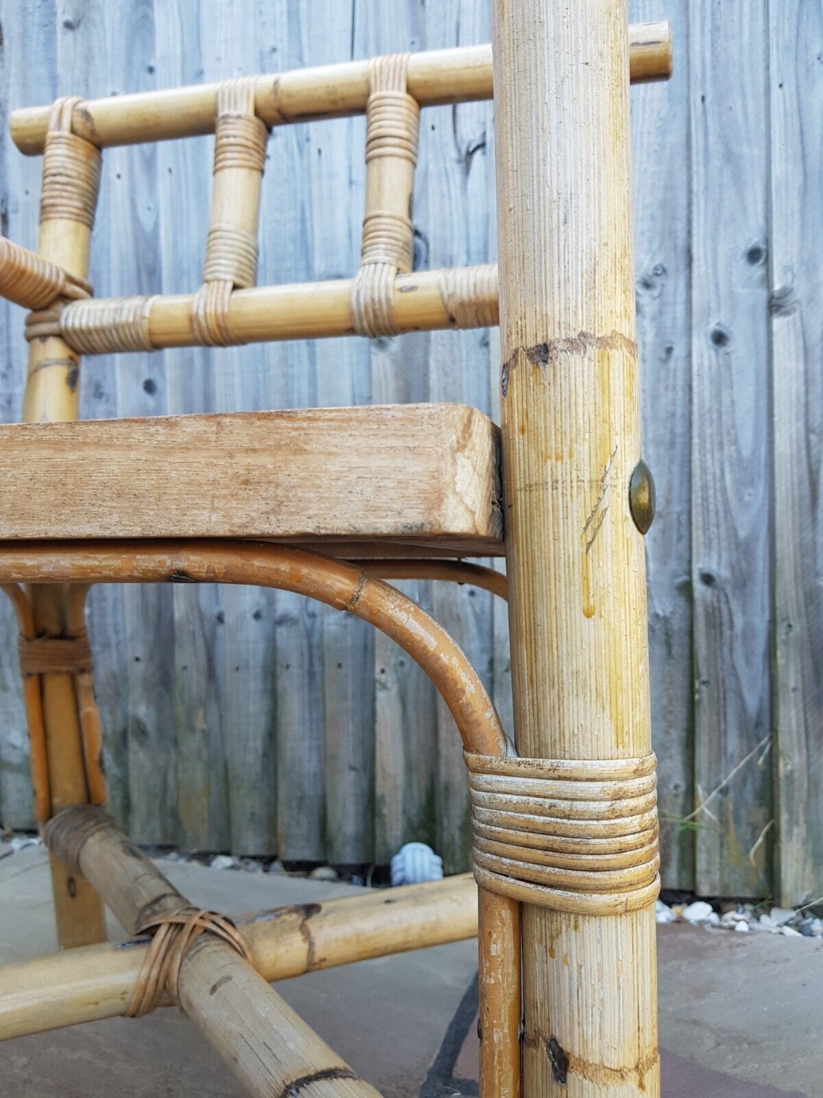 Rare Mid Century Bamboo Armchair In Chinese Manner. Two Available photo vintage
