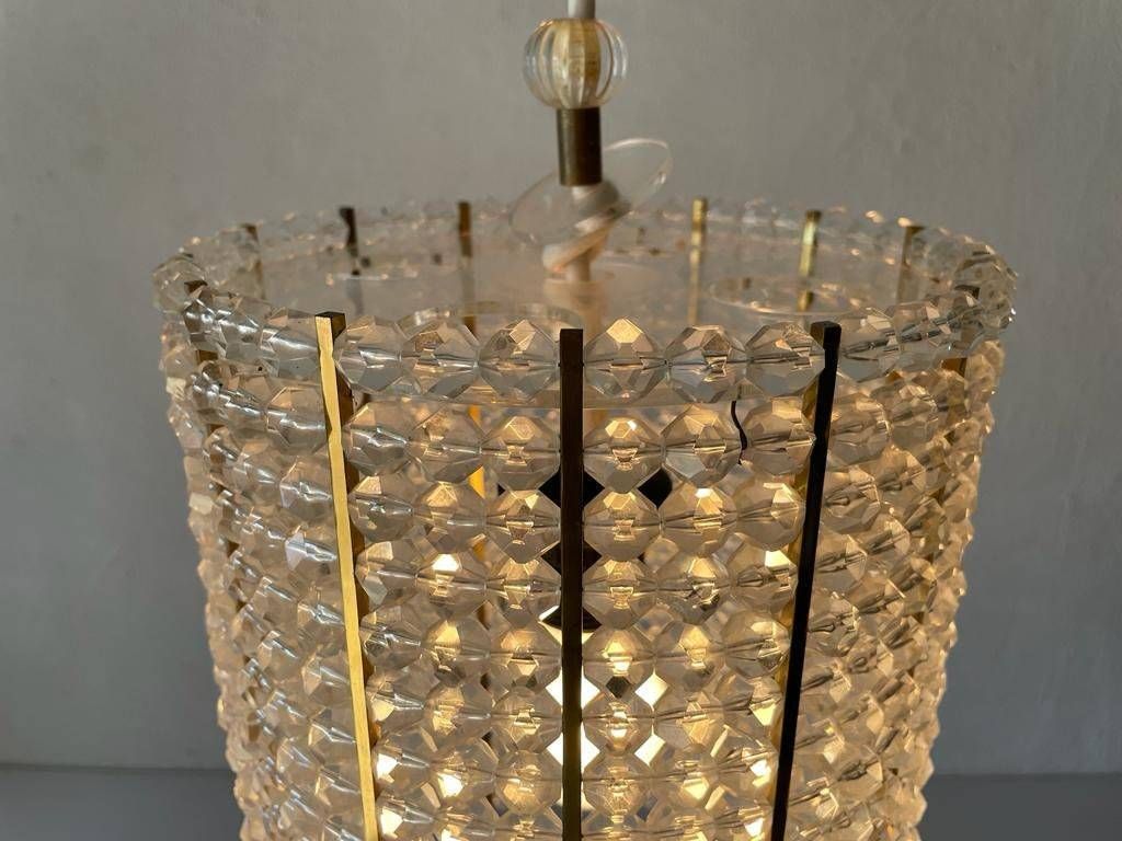 Cylinder Design Lux Pendant Lamp By Palwa With Glass Stones, 1960s, Germany photo Lighting