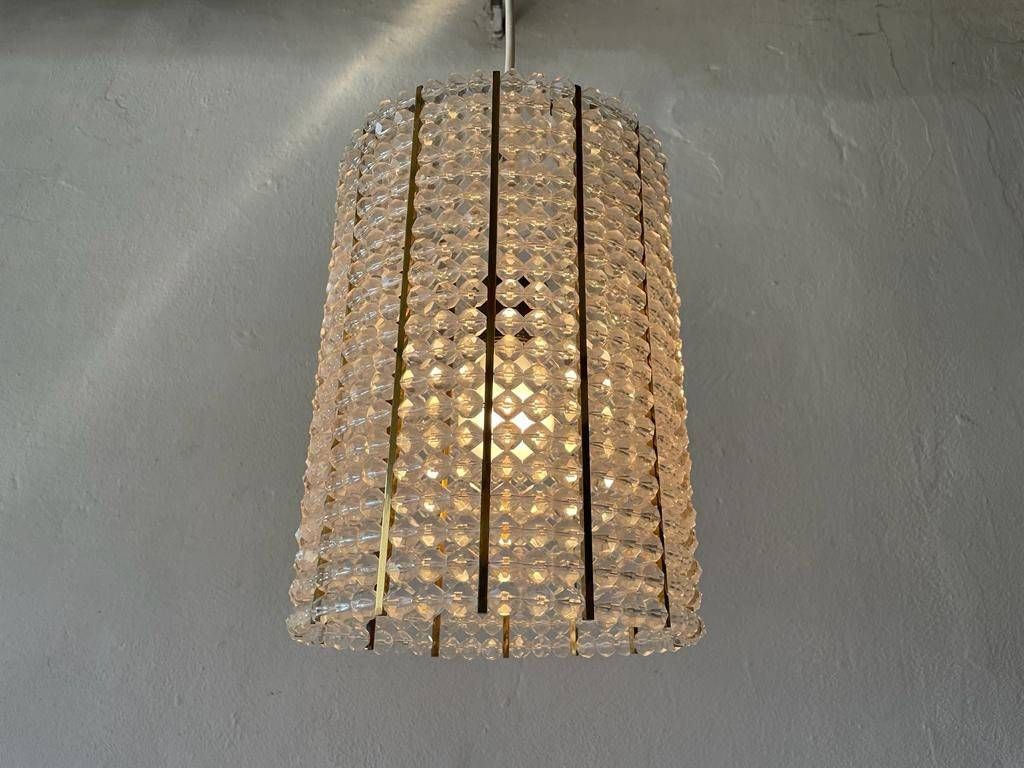 photo furniture Cylinder Design Lux Pendant Lamp By Palwa With Glass Stones, 1960s, Germany