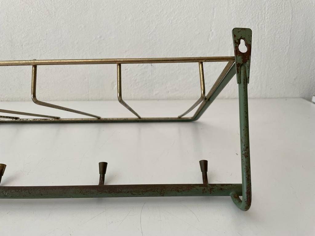 688.2 Greenish Metal Industrial Coat Hat Rack, 1950s, Germany photo