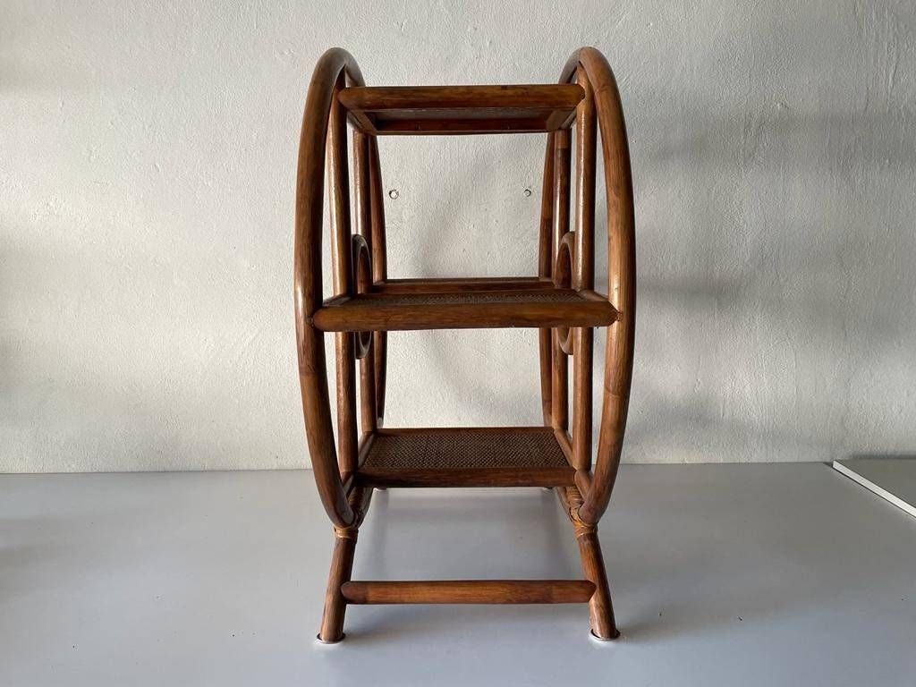 Mid Century Modern Italian Circle Design Bamboo Flower Stand With 4 Flowerpot Space, 1960s, Italy photo 2182.4