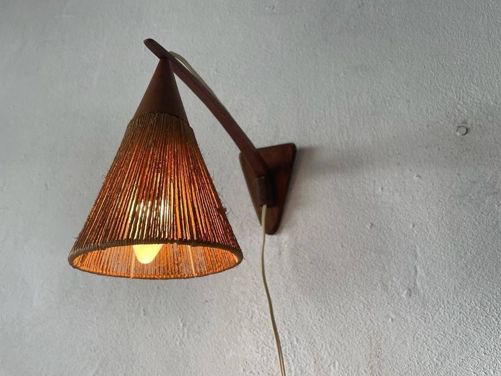 Rare Teak And Natural Ropes Sconce By Ib Fabiansen For Fog & Mørup, 1960s, Denmark photo Lighting