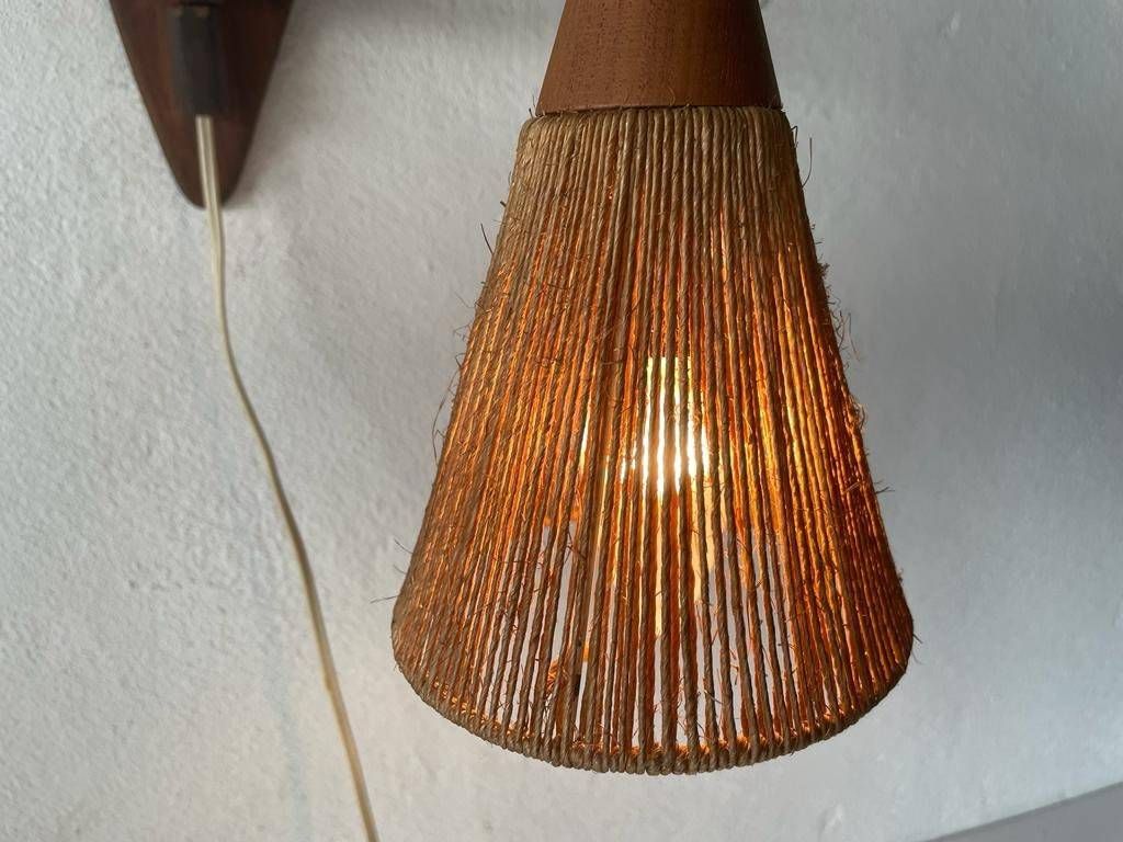 Rare Teak And Natural Ropes Sconce By Ib Fabiansen For Fog & Mørup, 1960s, Denmark photo vintage