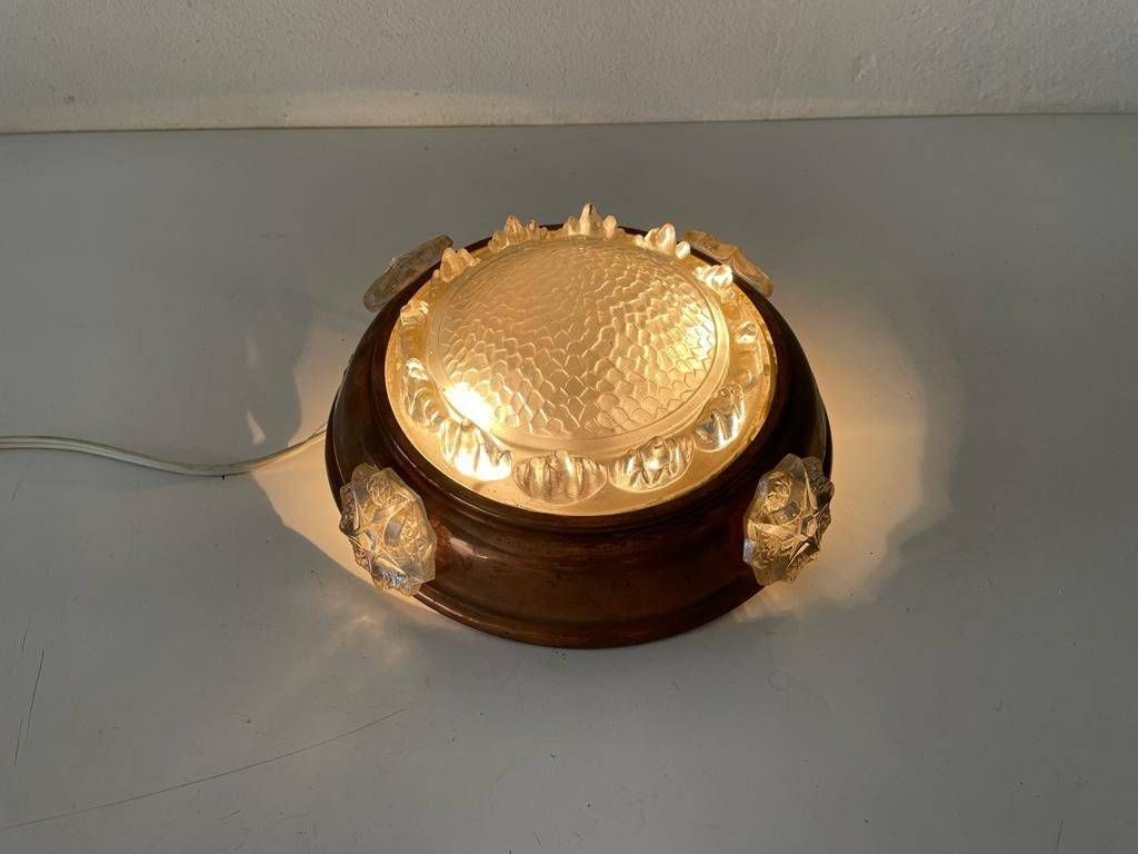 Exceptional Italian Art Deco Copper And Glass Flush Mount Ceiling, 1970s, Italy photo furniture