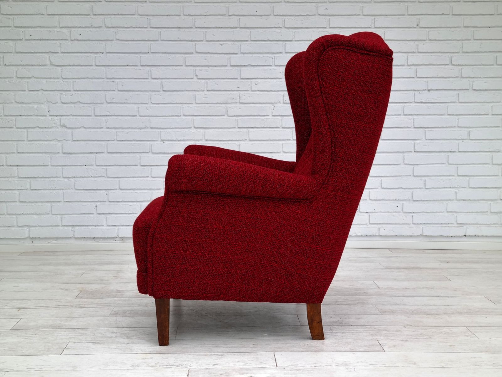 photo for sale 50s, Danish Design, Completely Refurbished Chair, Furniture Wool