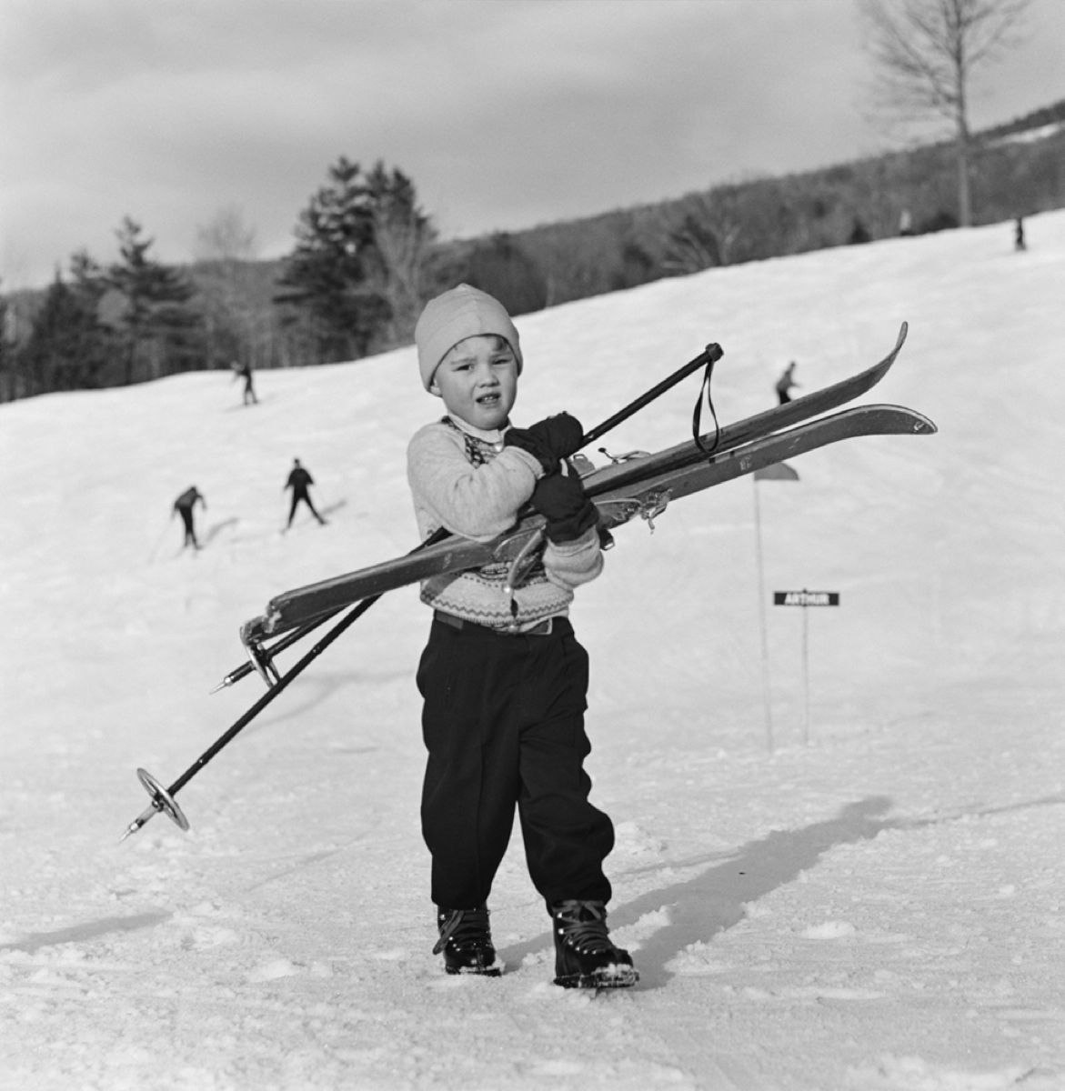 Slim Aarons 'New England Skiing Starters' 1955 White Frame Silver Gelatine Fibre Print