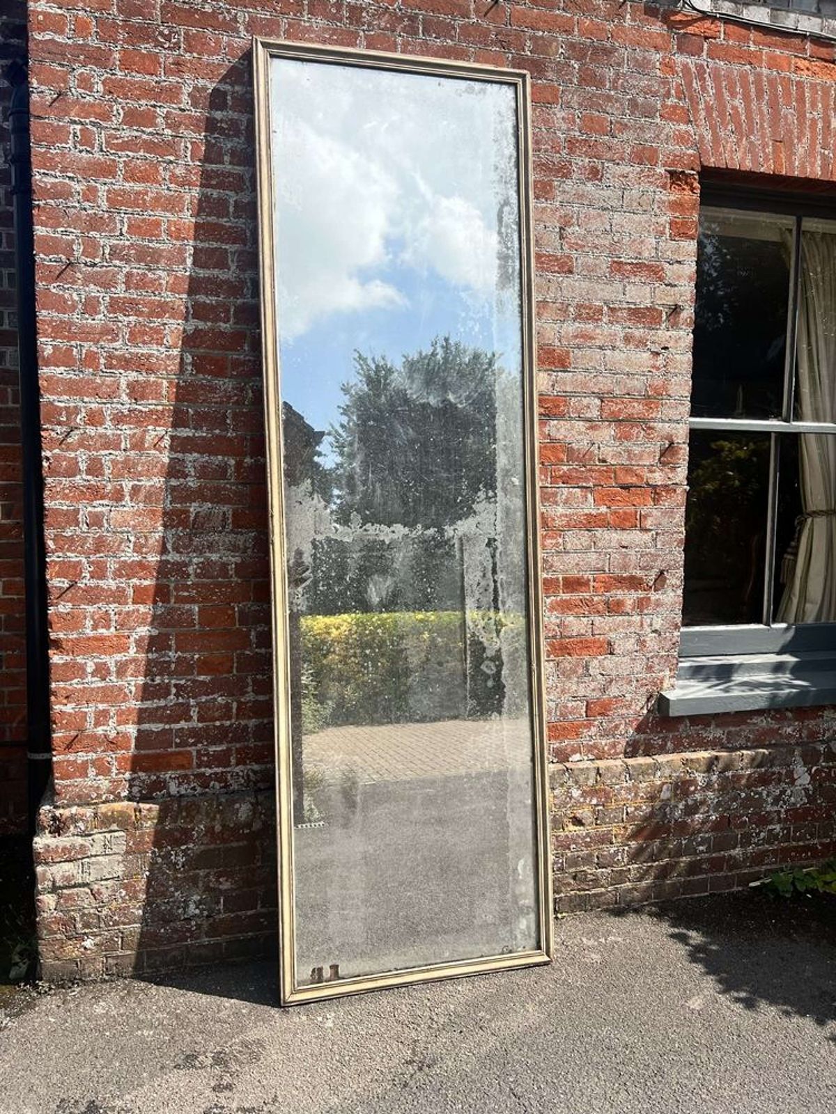 An Exceptional Large Antique French 19th C Painted Bistro Mirror
