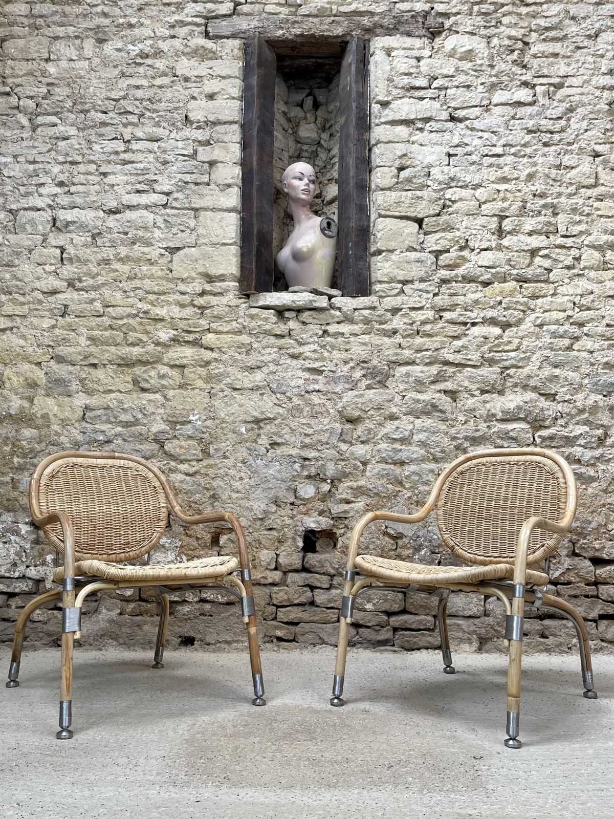 Vintage Ikea Garden Patio Chairs Chair Mats Theselius Rattan And Steel Armchair Bedroom Chair Pair. photo Furniture