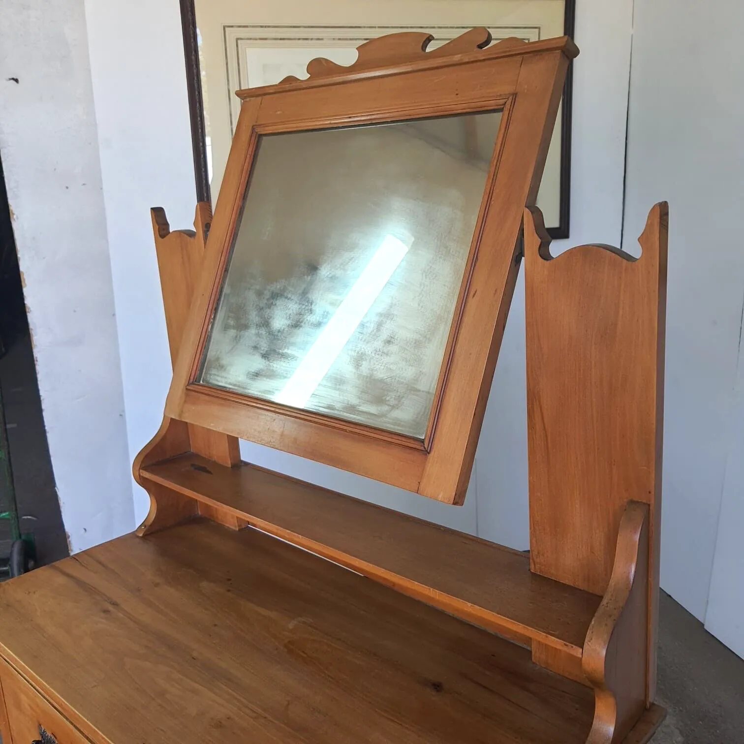 Antique Walnut Art Nouveau Dressing Drawers Mirror Dressing Table Bedroom photo for sale