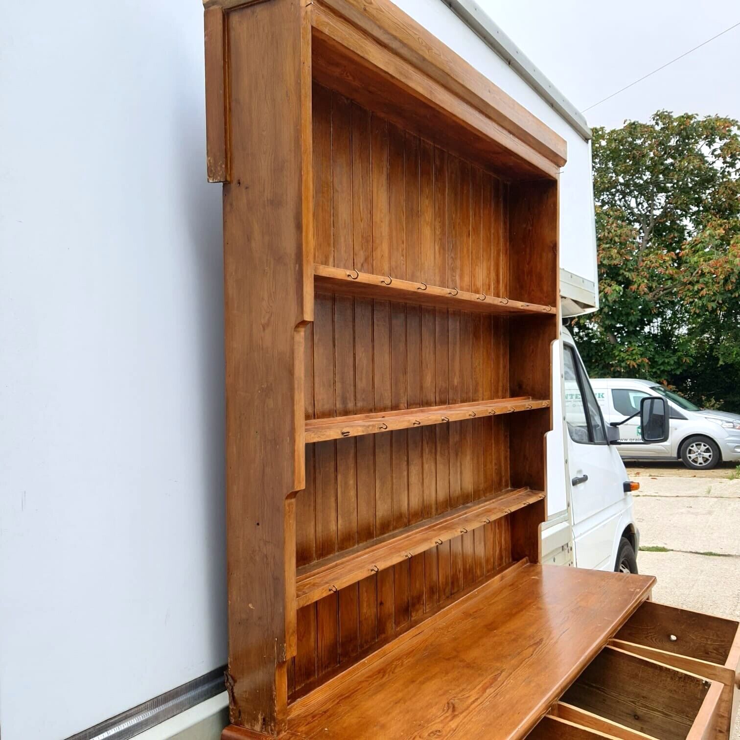 20thc Very Large Waterfall Dresser Shelves Cupboard Cabinet Drawers Kitchen photo furniture