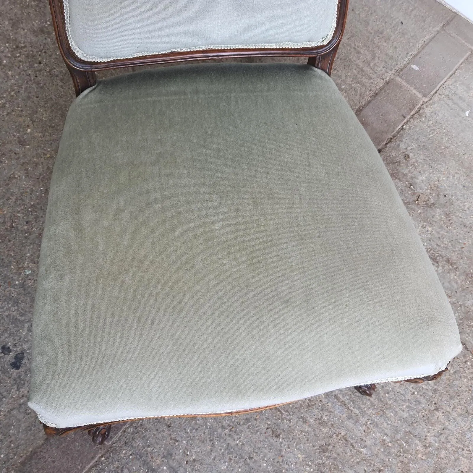 Antique Edwardian Open High Back Upholstered Nursing Chair Cabriole Legs Castors photo 220.0